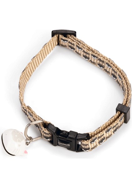 Techmrt Beeztees Kedi Boyun Tasması, Zilli, Bej, 20-30CM