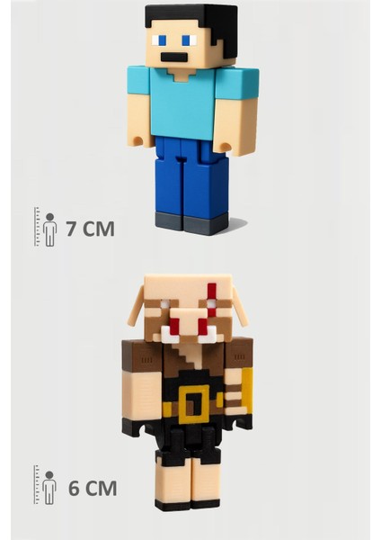 Minecraft Steve ve Piglin Brute Set Hareketli Eklemli Figür