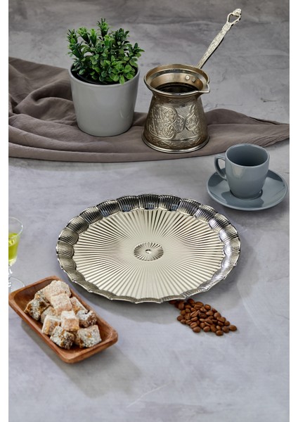 25 cm Gümüş Tepsi-Parlak Yüzeyli Şık Servis ve Sunum Tepsisi fırsatları