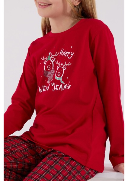 Kırmızı Bisiklet Yaka Uzun Kol Kız Çocuk Pijama Takım indirimleri