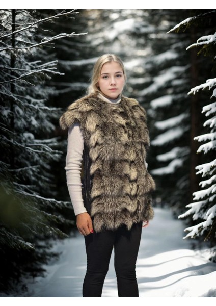 Kadın Kolsuz Hakiki Deri Kürk - Siyah modelleri