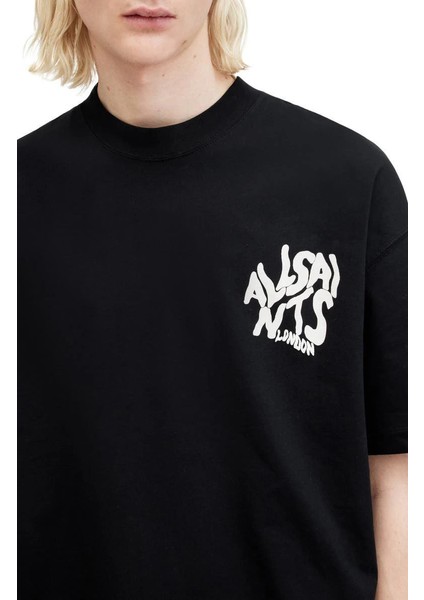 Erkek Baskılı Oversize T-Shirt - Siyah fırsatları