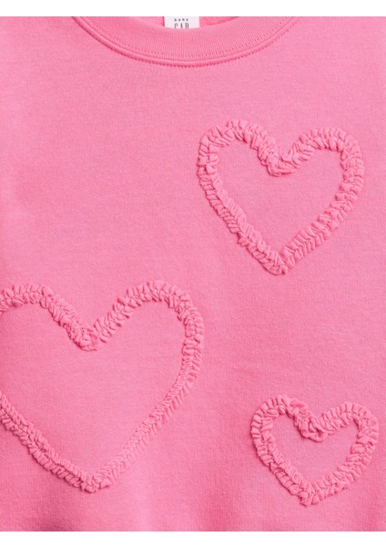 Kız Bebek Pembe Oversized Grafik Sweatshirt fiyatları