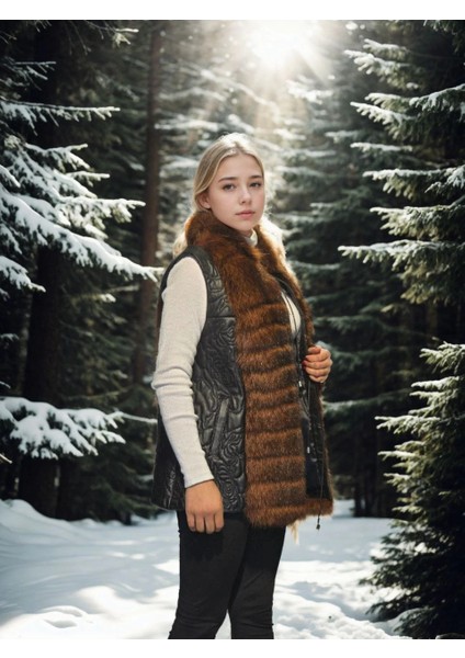 Kadın Kolsuz Fermuarlı Yelek - Siyah fiyatları