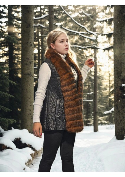 Kadın Kolsuz Fermuarlı Yelek - Siyah modelleri