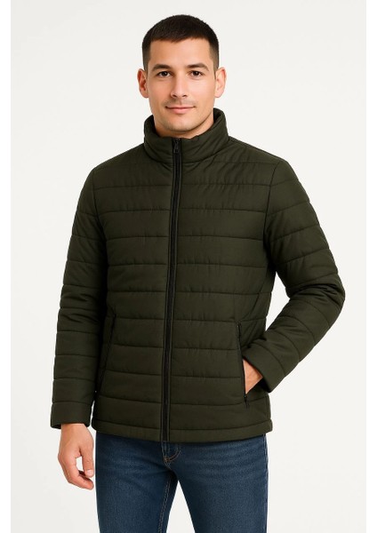 Erkek Bomber Mont Ceket - Su Itici Kumaş, Kapitone Astarlı, Fermuarlı, Kışlık - Haki modelleri