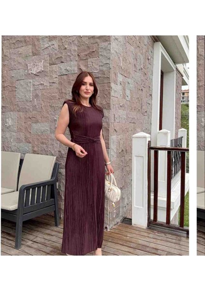 Kadın Siyah Pliseli Sıfır Kol Bağlama Detaylı Elbise fiyatları