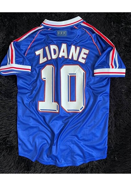 98 Dünya Kupası Fransa Milli Takımı Zinedine Zidane Nostalji Forması (Blue) T-Shirt fiyatları