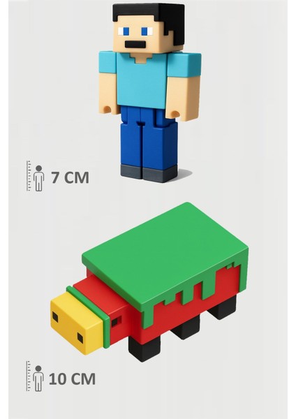 Minecraft Steve ve Sniffer Koklayıcı Set Hareketli Eklemli Figür