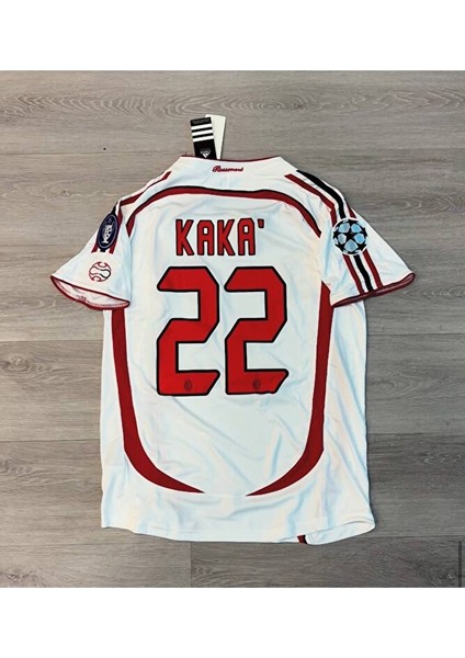 Efsane Milan Özel Tasarım Kaka 22 Retro Beyaz Forma