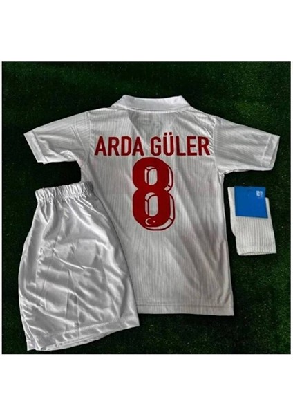 Türkiye Euro 2024 Arda Güler 8 Numara Çocuk 4'lü Set Hediyeli Beyaz Milli Takım Forması