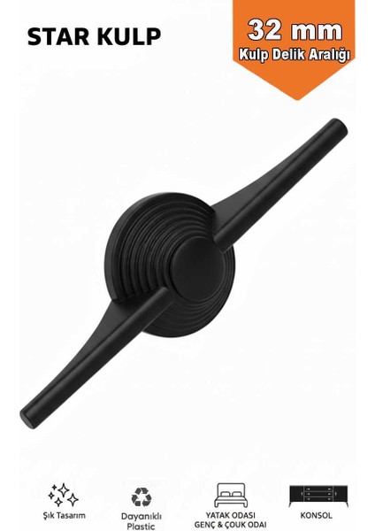 Lüks Star Kulp (32MM)4 Adet Mobilya,yatak Odası, Televizyon Ünitesi,çocuk ve Genç Odası, Dolap Kulpu fiyatları