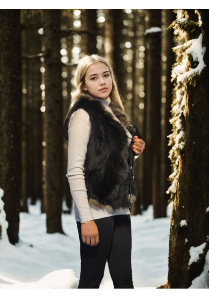 Kadın Kolsuz Fermuarlı Yelek - Siyah modelleri