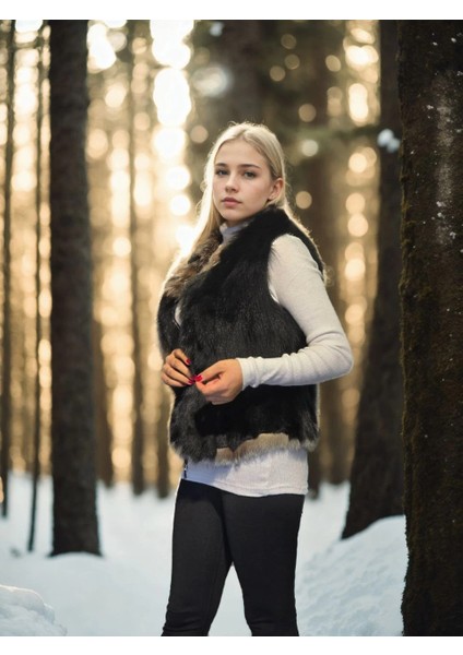 Kadın Kolsuz Fermuarlı Yelek - Siyah fırsatları