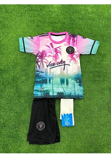 Messi Inter Miami Vice City Yeni Sezon Çocuk Futbol Forması Özel Tasarım 3lü Takım