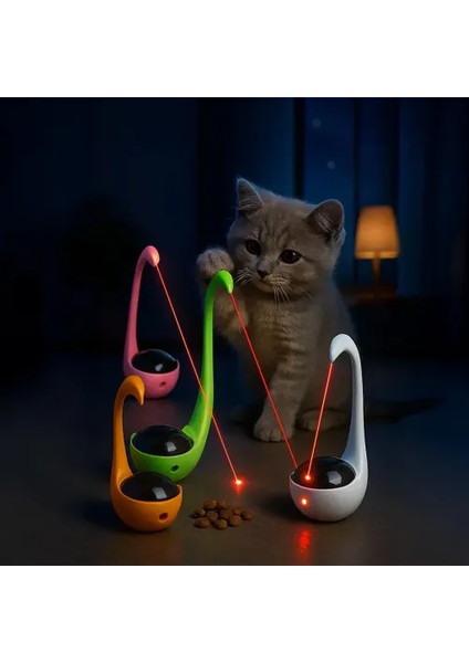 Kuğu Şeklinde Lazerli ve Mama Hazneli Kedi Oyuncağı fırsatları