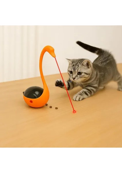 Kuğu Şeklinde Lazerli ve Mama Hazneli Kedi Oyuncağı indirimleri