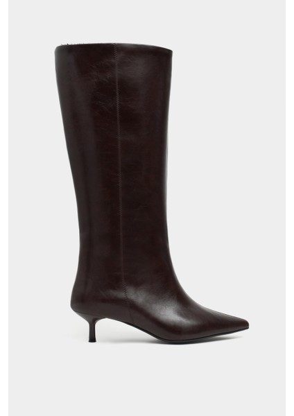 Ulrich Kahve Mat Ince Topuk Sivri Burun Kadın Çizme