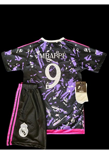 Kylian Mbappe 9 'real-Madrid-Cf' Yeni Sezon Özel Tasarım Çocuk Futbol Forması 3'lü Takım