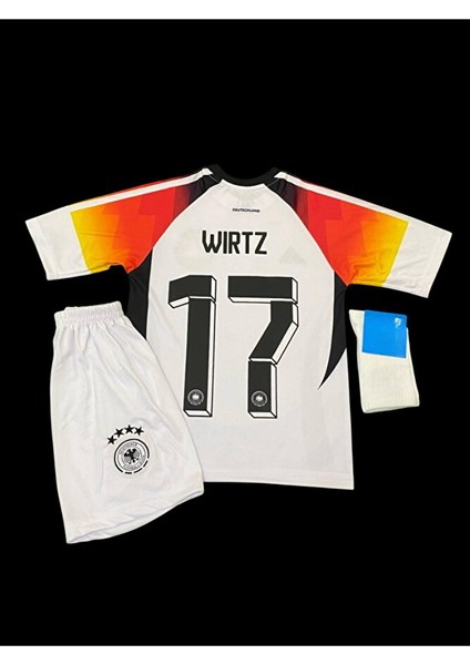 Almanya Euro 2024 Florian Wirz 17 Iç Saha Beyaz Çocuk Forması 3'lü Set (White) modelleri