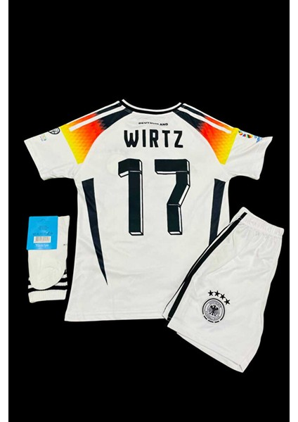 Almanya Euro 2024 Florian Wirz 17 Iç Saha Beyaz Çocuk Forması 3'lü Set (White) fırsatları
