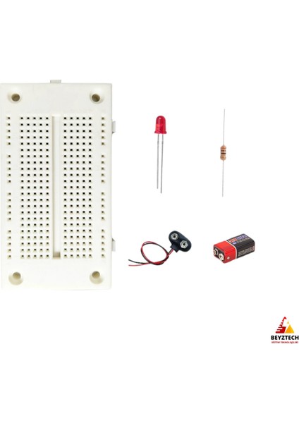 Breadbord Basit LED Devresi Temel Elektronik Devre Eğitim Seti / E-Pdf Içerikli