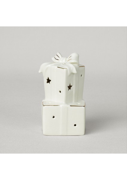 Gift Box 7X7X13 cm Ledli Dekor Ekru