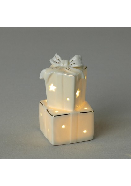 Gift Box 7X7X13 cm Ledli Dekor Ekru modelleri