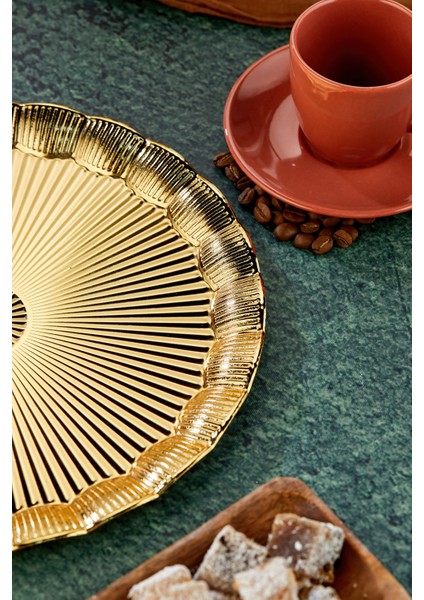 25 cm Altın Tepsi-Parlak Yüzeyli Şık Servis ve Sunum Tepsisi fiyatları