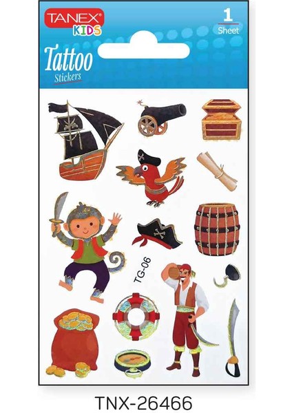 7,5X10,5MM Sevimli Korsan Mini Tatoo TNX-26466