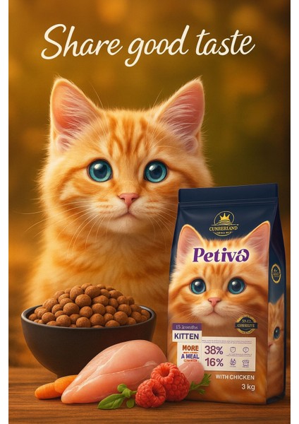 Yavru Kediler Için Tavuk Etli Kuru Kedi Maması (3 Kg, Tavuk)