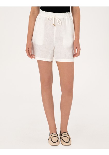 Kadın Beyaz Comfort Fit Bermuda Şort 50306492-VR013 fiyatları