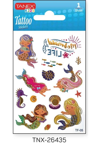 7,5X10,5MM Deniz Kızı Mini Tatoo Etiket TNX-26435