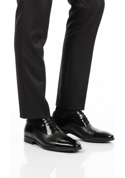 Siyah Rugan Hakiki Deri Erkek Klasik Ayakkabı