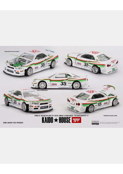Mını Gt 1:64 Nissan Skyline Gt-R R34 Tamiya x Kaido House The Grasshopper V1 Diecast Model KHMG167