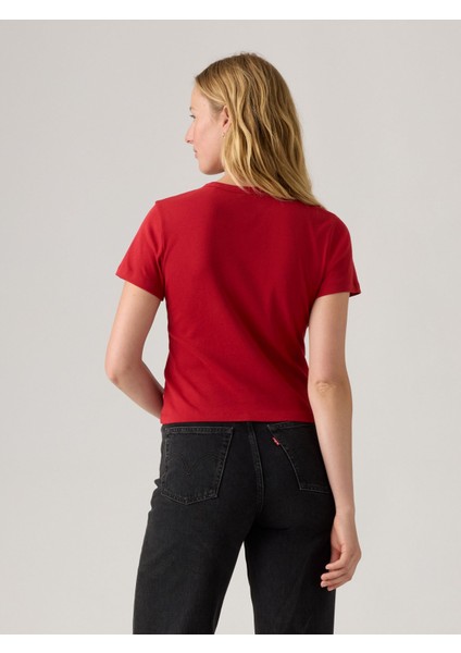 Kadın Kırmızı Sim Detaylı Logolu T-Shirt Tişört 17944-0084 fiyatları