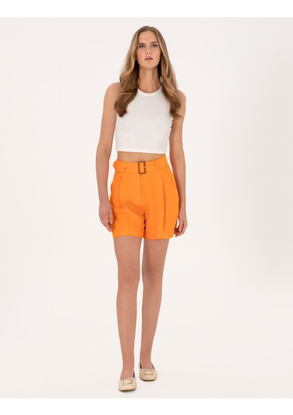 Kadın Turuncu Comfort Fit Bermuda Şort 50301188-VR051 modelleri