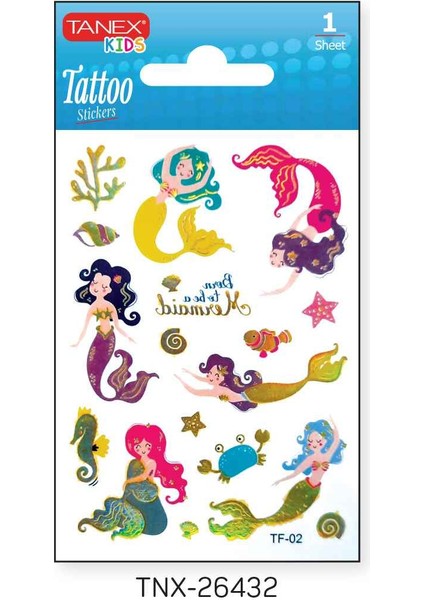7,5X10,5MM Deniz Kızı Mini Tatoo Etiket TNX-26432