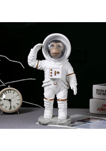 Modern Astronot Maymun Figür Biblo 13 cm Ev Ofis Masa Süsü Dekoratif Uzay Temalı Hediyelik Heykel