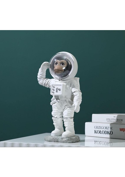 Modern Astronot Maymun Figür Biblo 13 cm Ev Ofis Masa Süsü Dekoratif Uzay Temalı Hediyelik Heykel modelleri