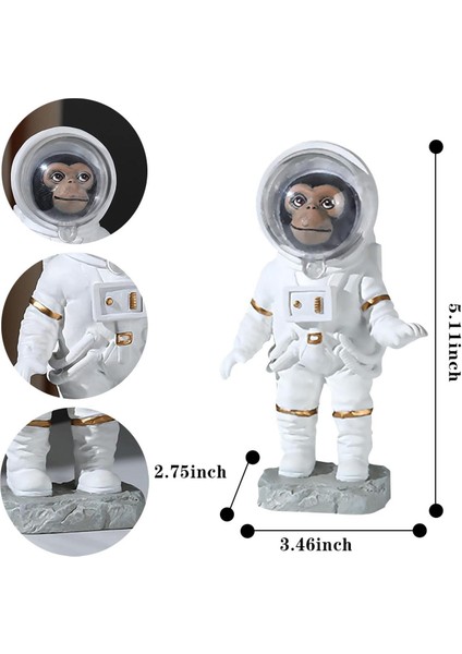 Modern Astronot Maymun Figür Biblo 13 cm Ev Ofis Masa Süsü Dekoratif Uzay Temalı Hediyelik Heykel indirimleri