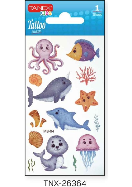 7X12MM Deniz Hayvanları Tatoo TNX-26364