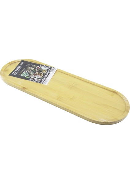Uzun Oval Ahşap Bambu Sunum Tepsi 16x45cm (4915)