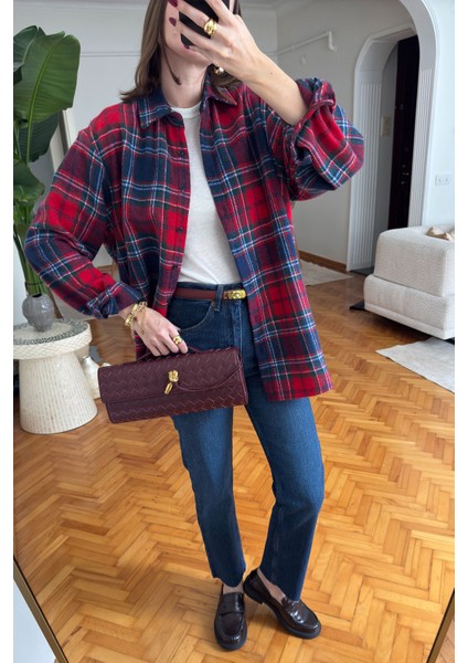 Kalın Ekose Desen Oduncu Gömlek- Kırmızı fiyatları