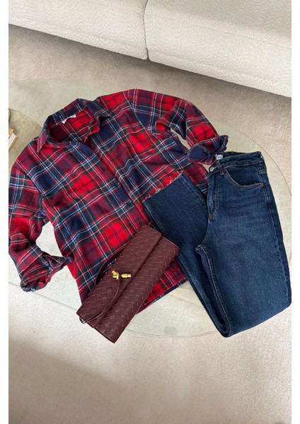 Kalın Ekose Desen Oduncu Gömlek- Kırmızı indirimleri