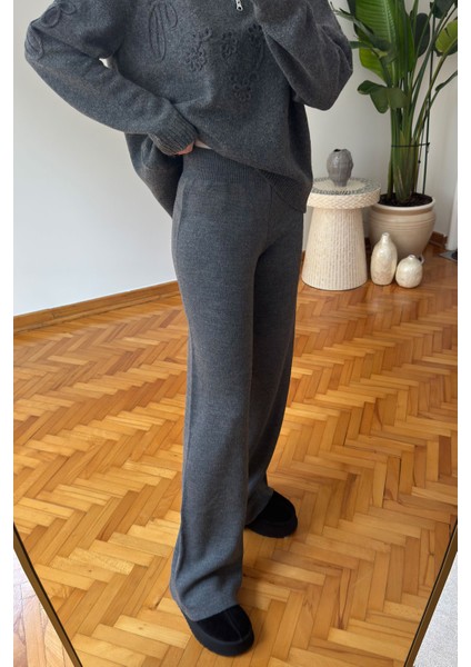 Beli Lastikli Triko Pantolon- Gri modelleri