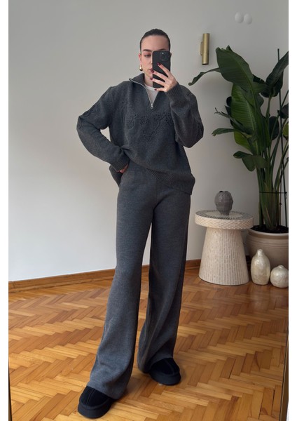 Beli Lastikli Triko Pantolon- Gri indirimleri