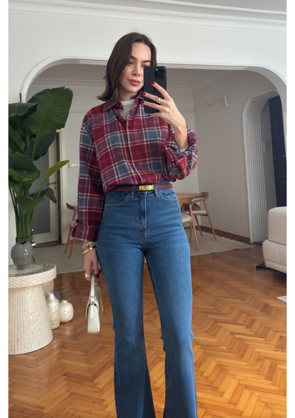 Oversize Ekose Desen Oduncu Gömlek- Kırmızı fiyatları