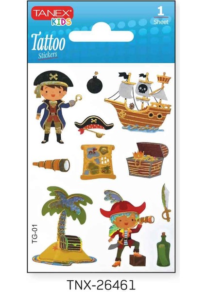 7,5X10,5MM Sevimli Korsan Mini Tatoo TNX-26461