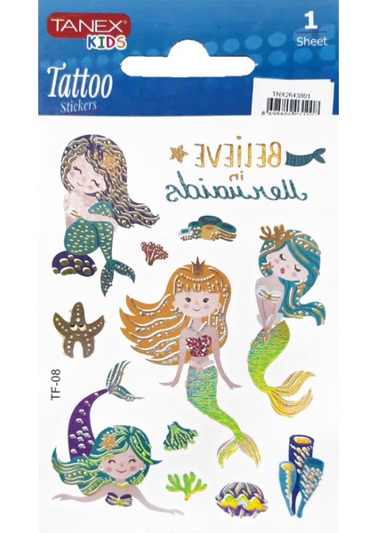 7,5X10,5MM Deniz Kızı Mini Tatoo Etiket TNX-26438